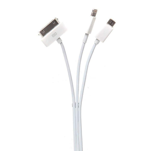 AussieSuperStore Homeware Supplies 3 in 1 USB Charger Cable Adapter 3 in 1 USB Charger Cable Adapter | Car iPhone Android Accessories CB3IN1ADAPCABWHI